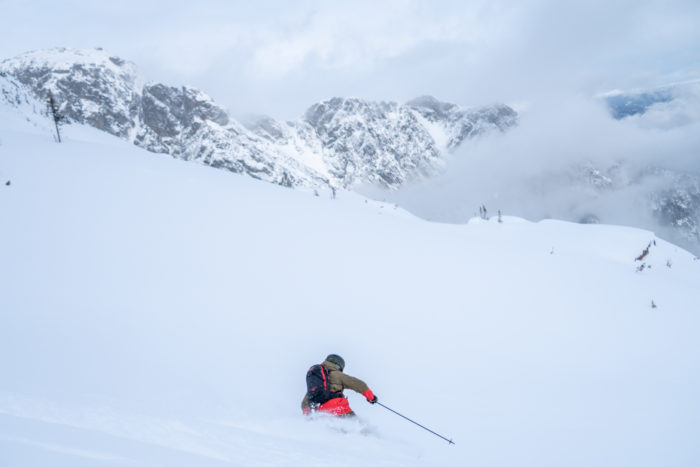 Skier in Bella Coola, British Columbia