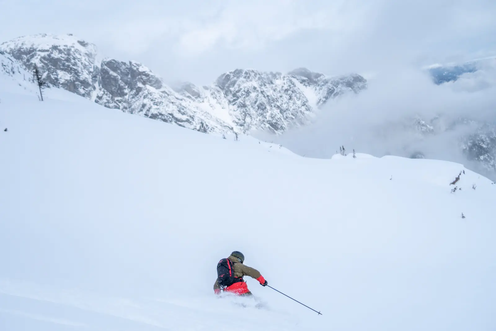 Skier in Bella Coola, British Columbia