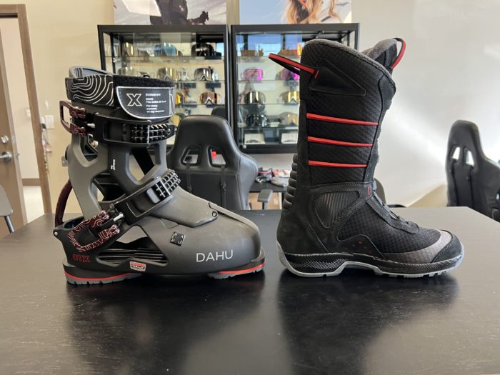 Dahu Écorce 01X boot and liner separated on table