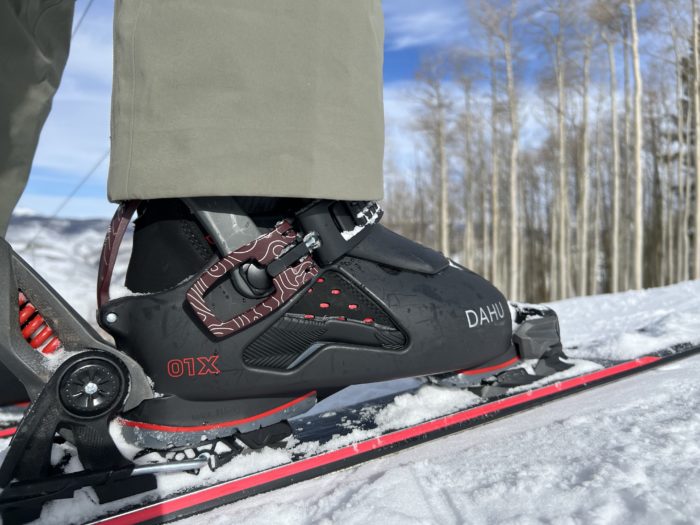 Dahu Écorce 01X shell and liner on ski in snow