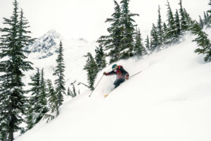 Skier in Bella Coola, British Columbia