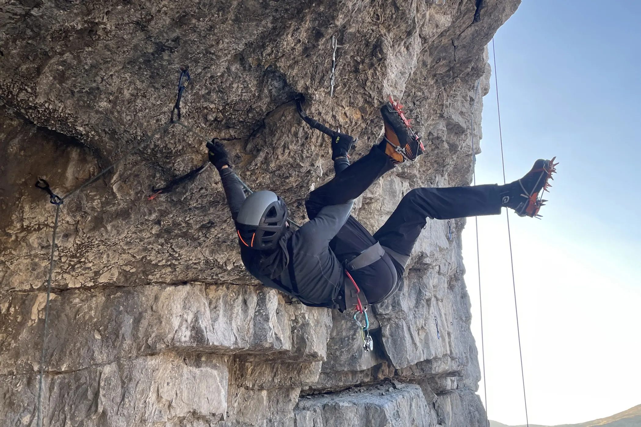 The Salewa Piuma 3.0 used while dry tooling.