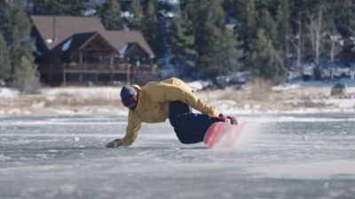 Snowboarder Stunningly Shreds Across Frozen Georgetown Lake
