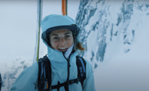 Skier Juliette Willmann with her gear