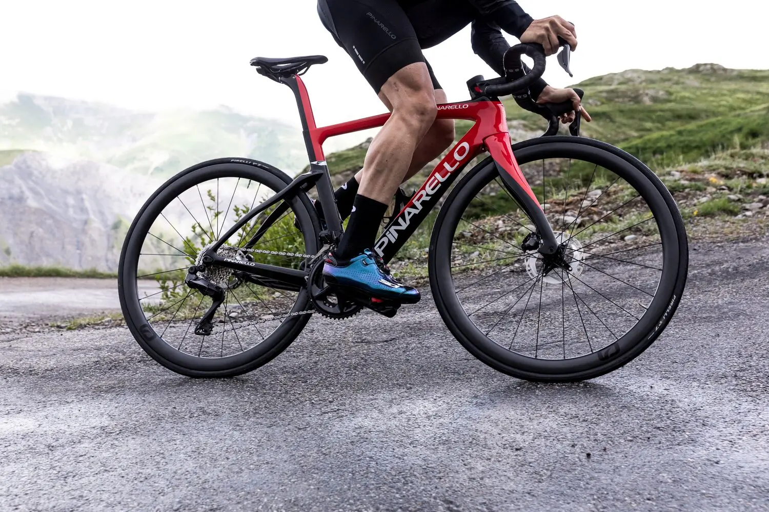 A rider on a Pinarello F