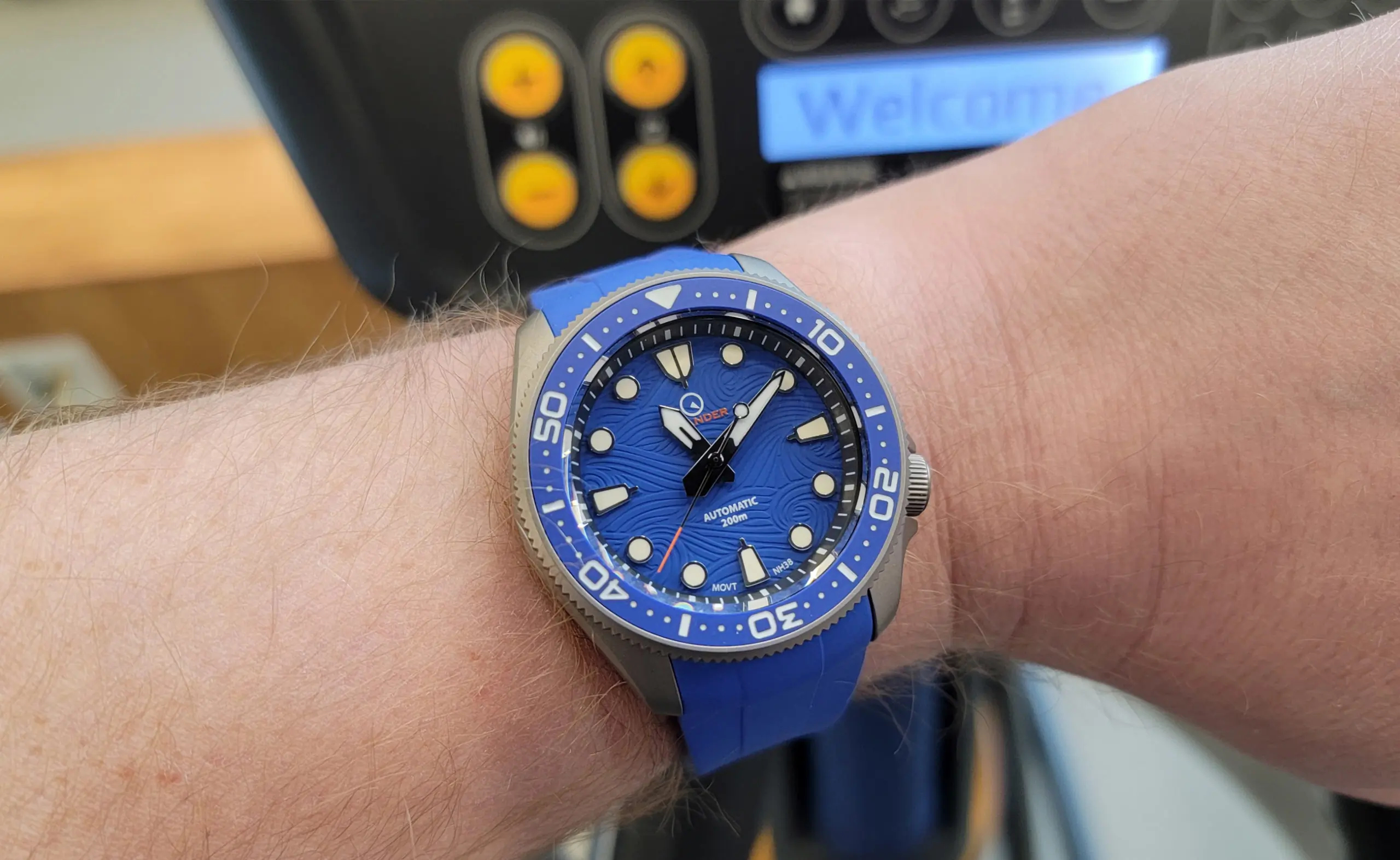 Sands Point #ISL-159 Titanium Diver Watch worn on wrist