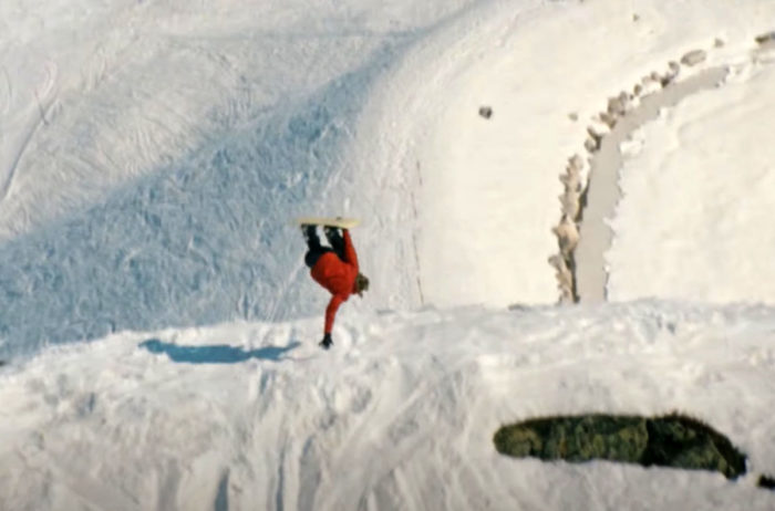 snowboarder stunting in Switzerland