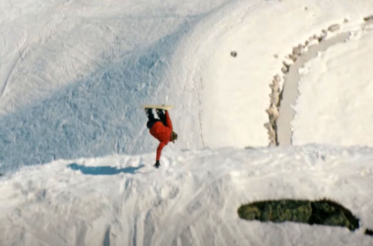snowboarder stunting in Switzerland
