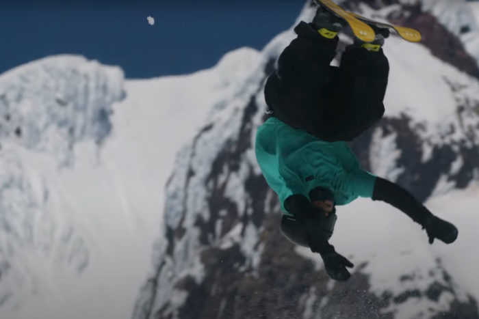 Walker Shredz doing a trick in which he turns upside down