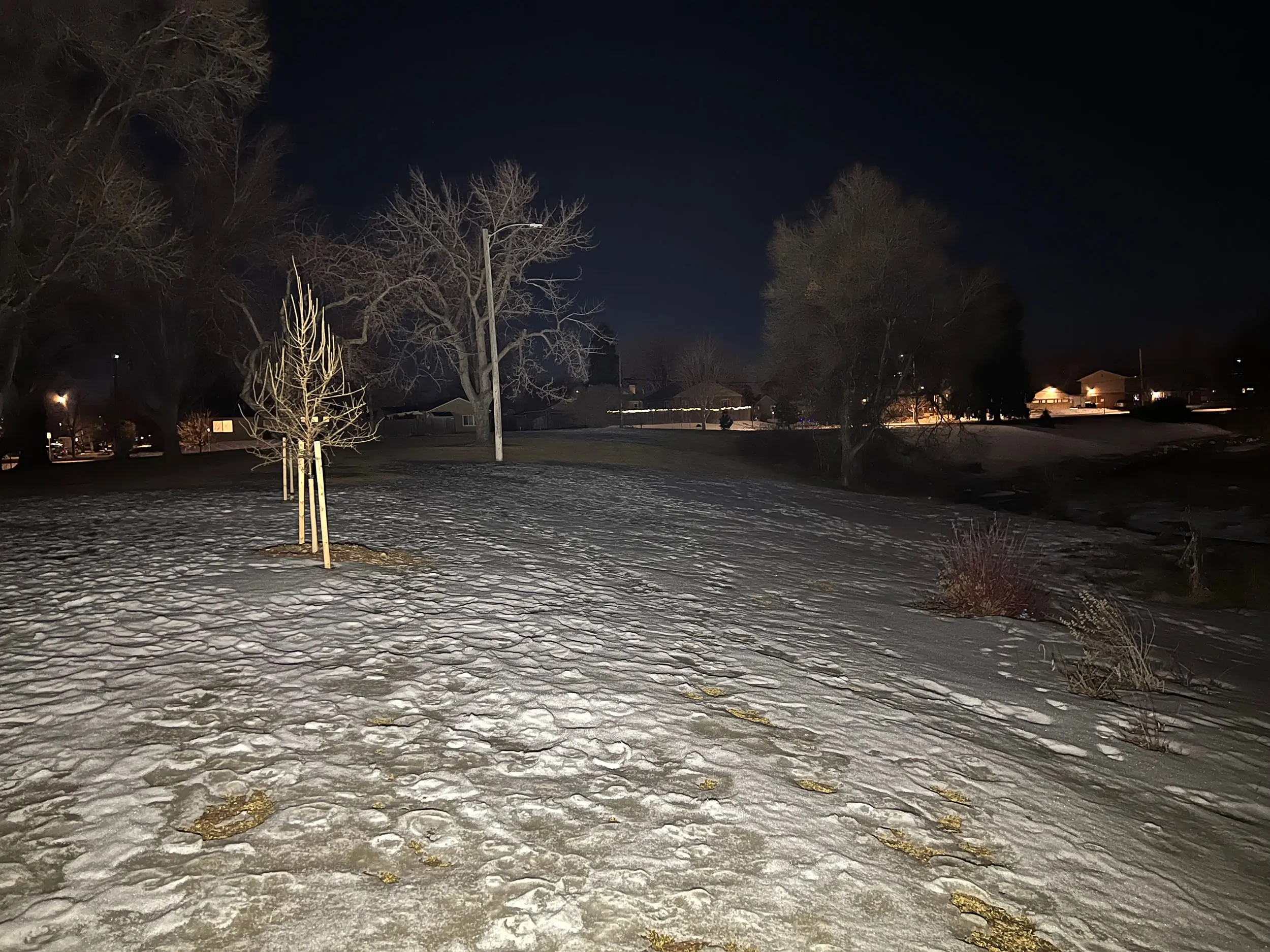Olight Baton 3 Pro Max shining on landscape at night