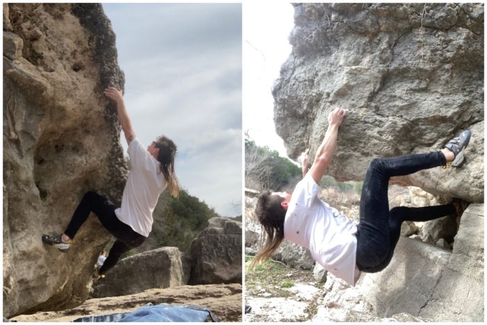 Evolv Shaman limestone bouldering