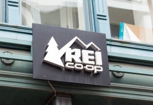 a sign at an rei co-op store