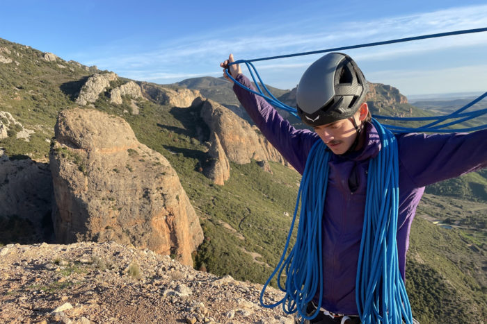 The author coiling the Sterling Nano 8.9 XEROS climbing rope