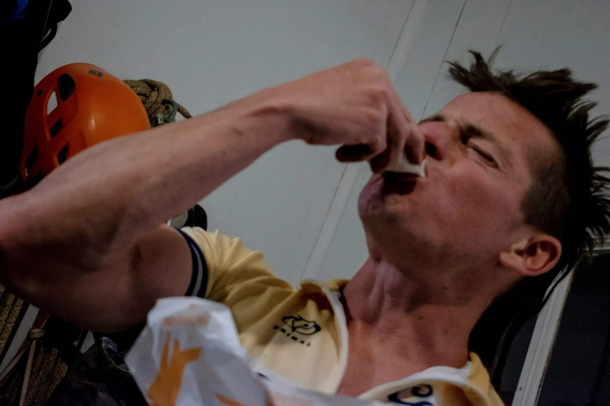 the author snacking after a ride