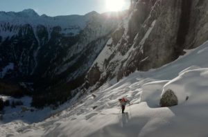 the Couloir du Col des Clochers des Planereuse, or the big crack, mont blanc massif