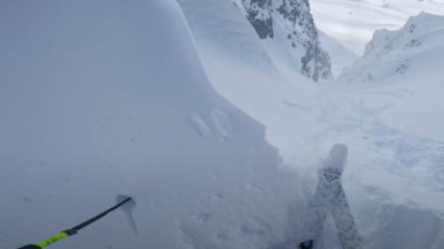 ‘Don’t Hit the Wall’: Boarder vs. Skier in a Bonkers Couloir Showdown