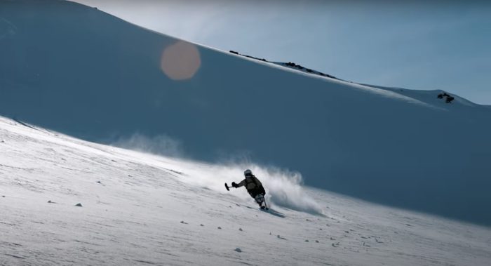 Anna Soens heli-skiing