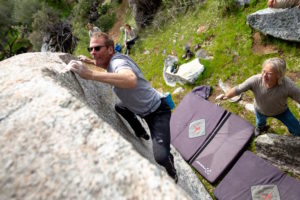 Conrad Anker at a boulder farm