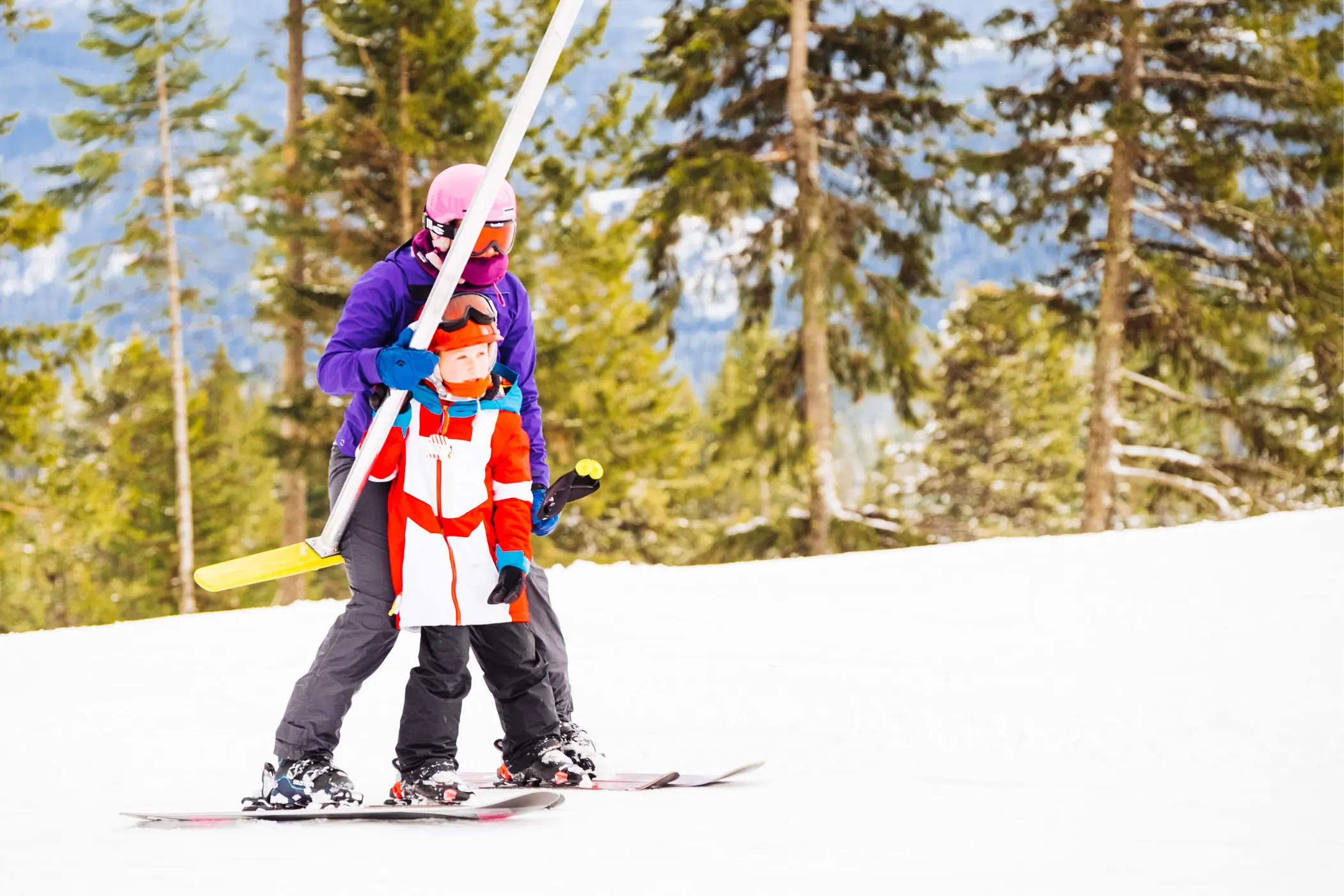 A child learning to ski at Snowhaven
