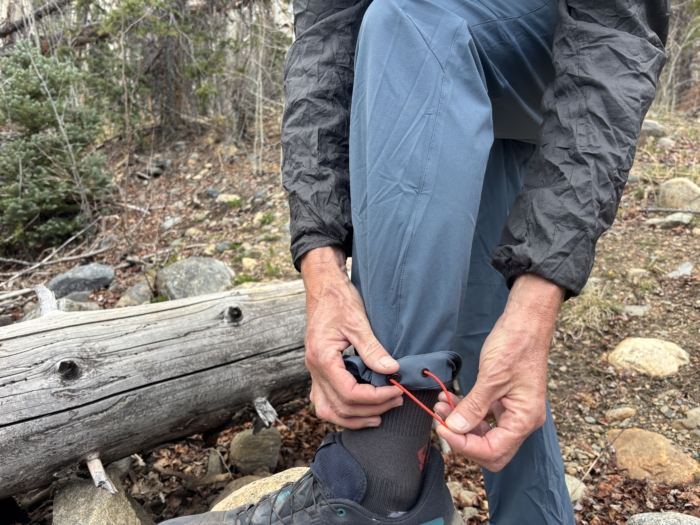 Black Diamond Alpine Light pants cuff for climbing