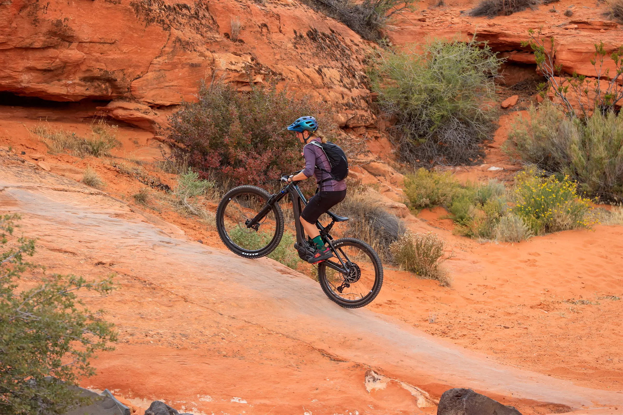 The Liv Intrigue X Advanced E+ Elite going uphill in Utah