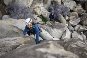 A Climber Considers Her Next Move Wearing the Outdoor Research Women's Ferrosi Pants