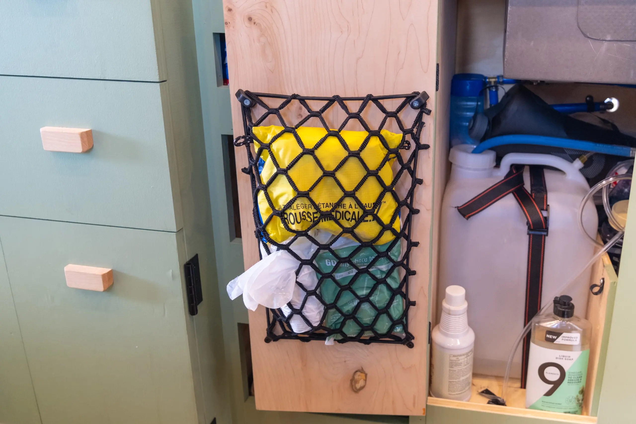 Obie Organizer Bungee Cord Storage in a Van Life Campervan