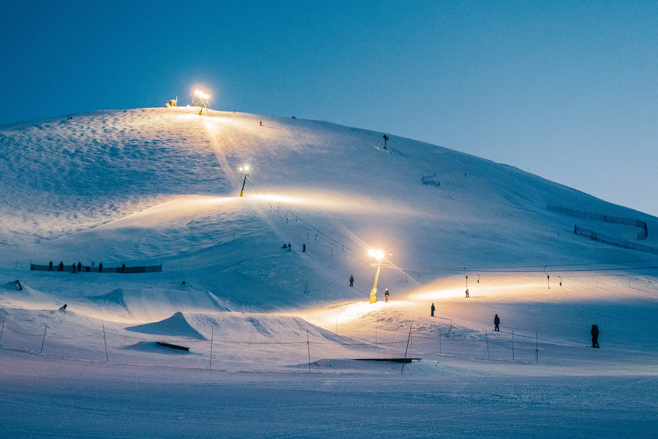 Some t-bar terrain at the Rotarun Ski Area at dusk