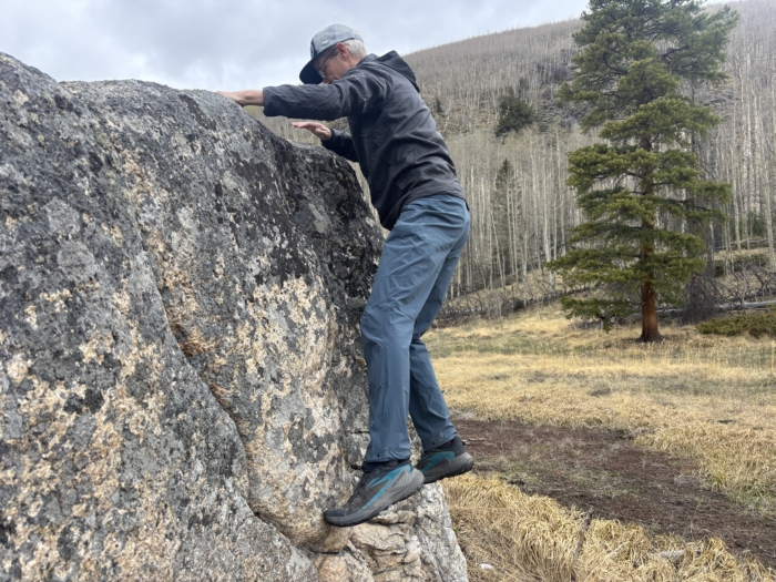 Black Diamond Alpine Light pants testing while climbing