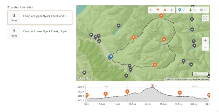 RightOnTrek Wilderness Studio interactive map