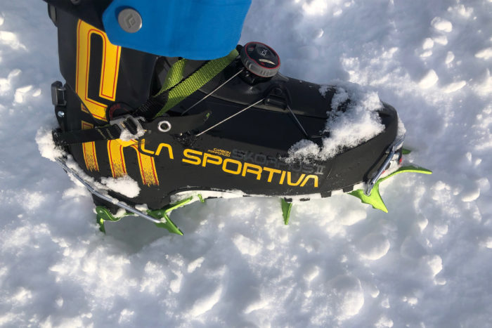 Black Diamond Neve Pro Crampon Review on boot on snow