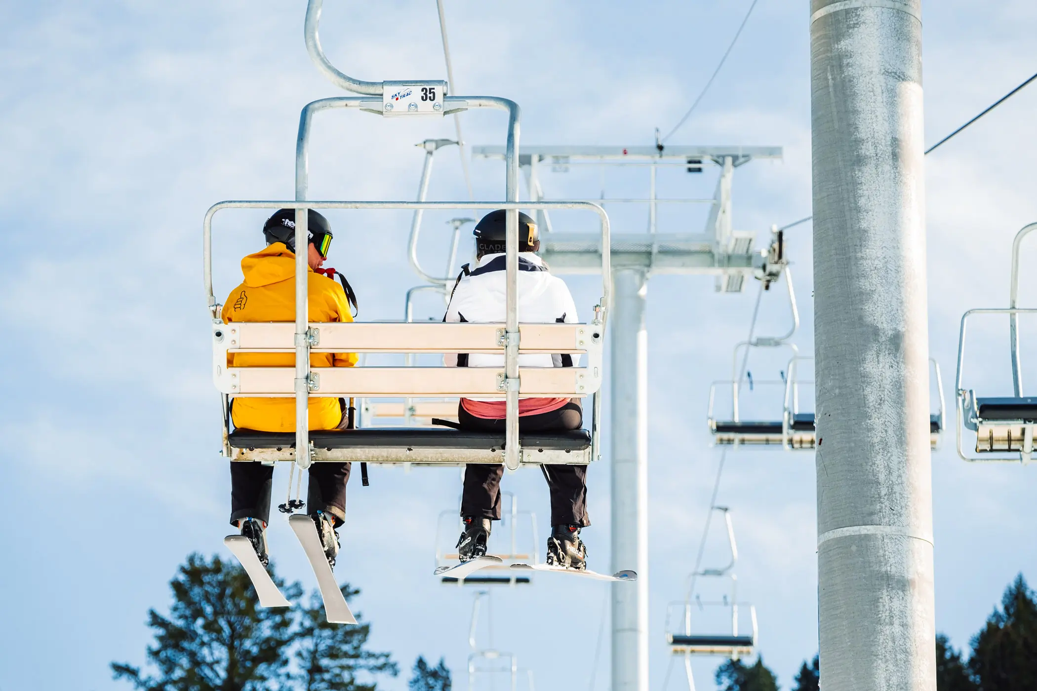 Riding the chairlift at Kelly Canyon