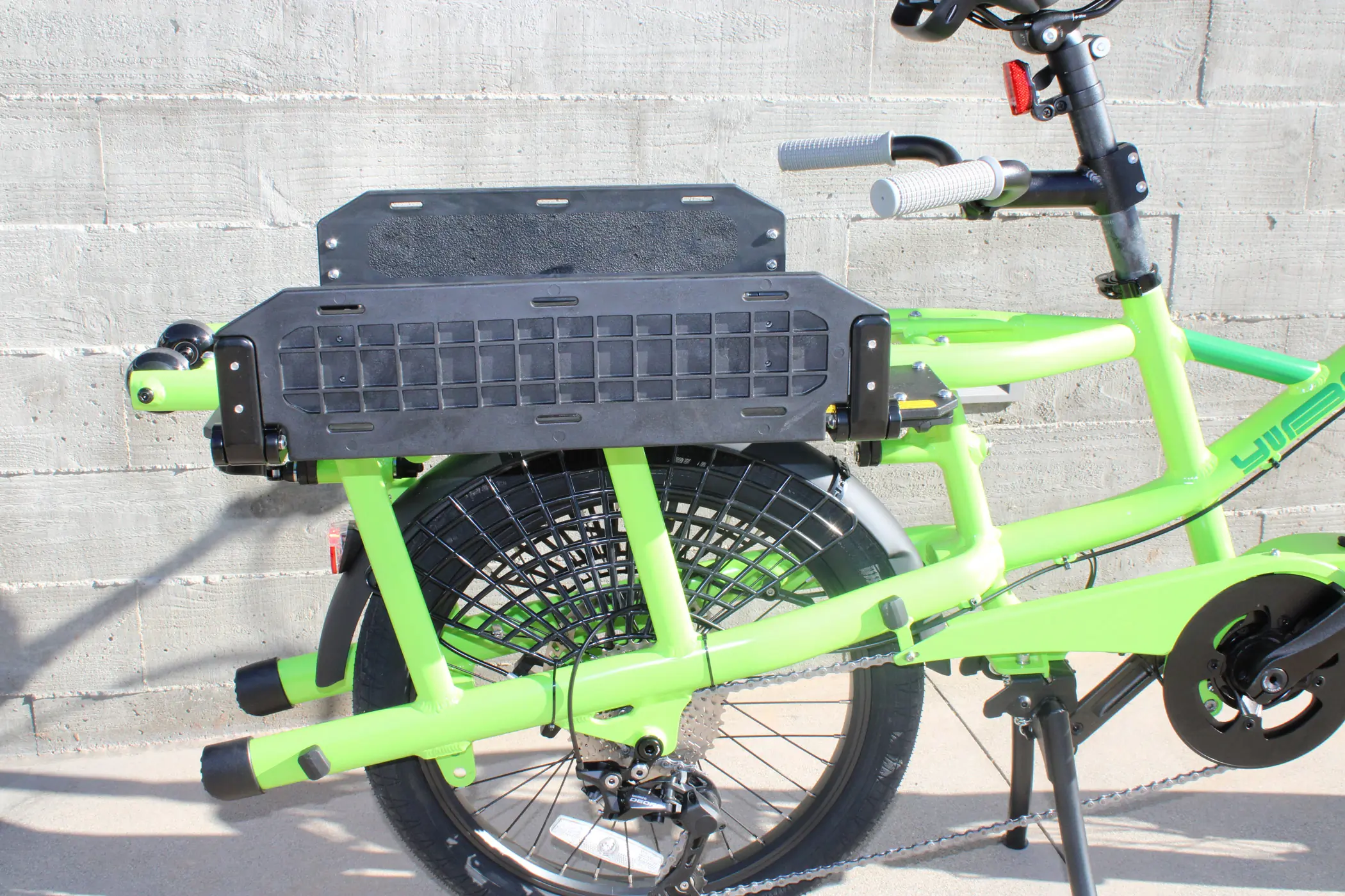 Dual Rack System set to carry-on mode on the Yuba FastRack e-bike