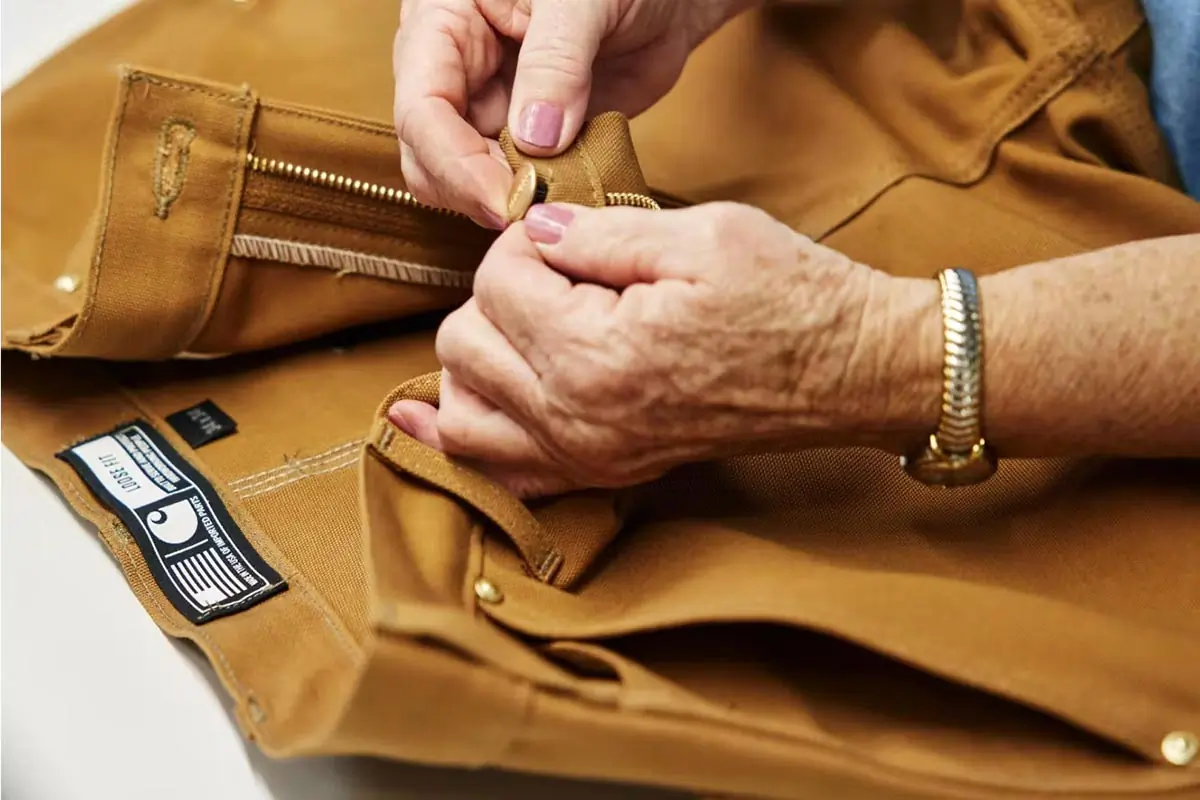 Replacing a button on old Carhartt pants