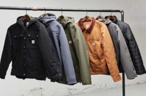 Carhartt jackets on a rack
