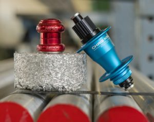 a bicycle headset and cassette rear hub from chris king precision components