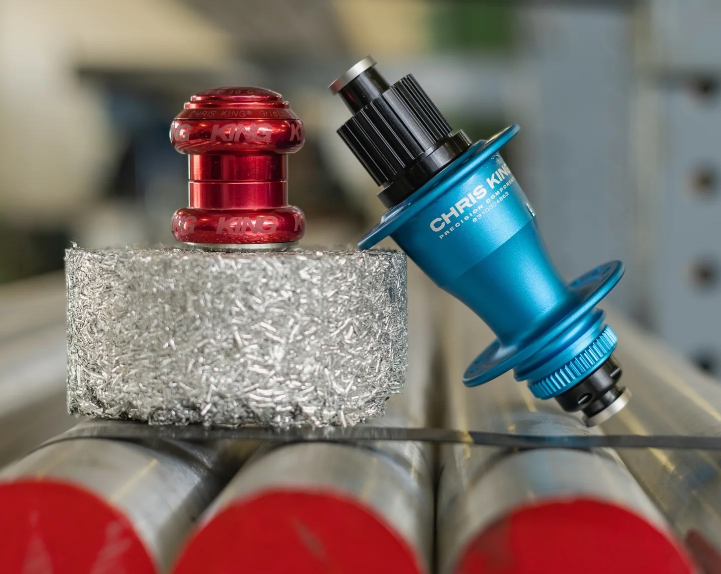 a bicycle headset and cassette rear hub from chris king precision components