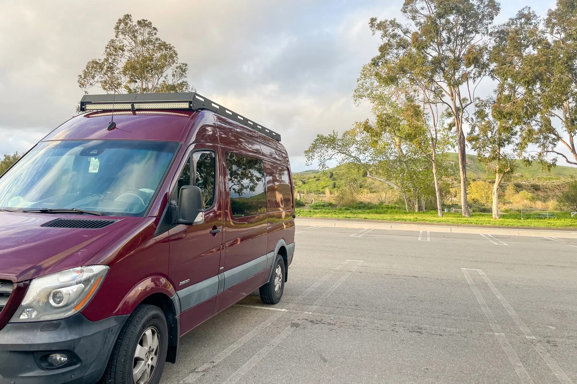 Vanlife camper parked in parking lot