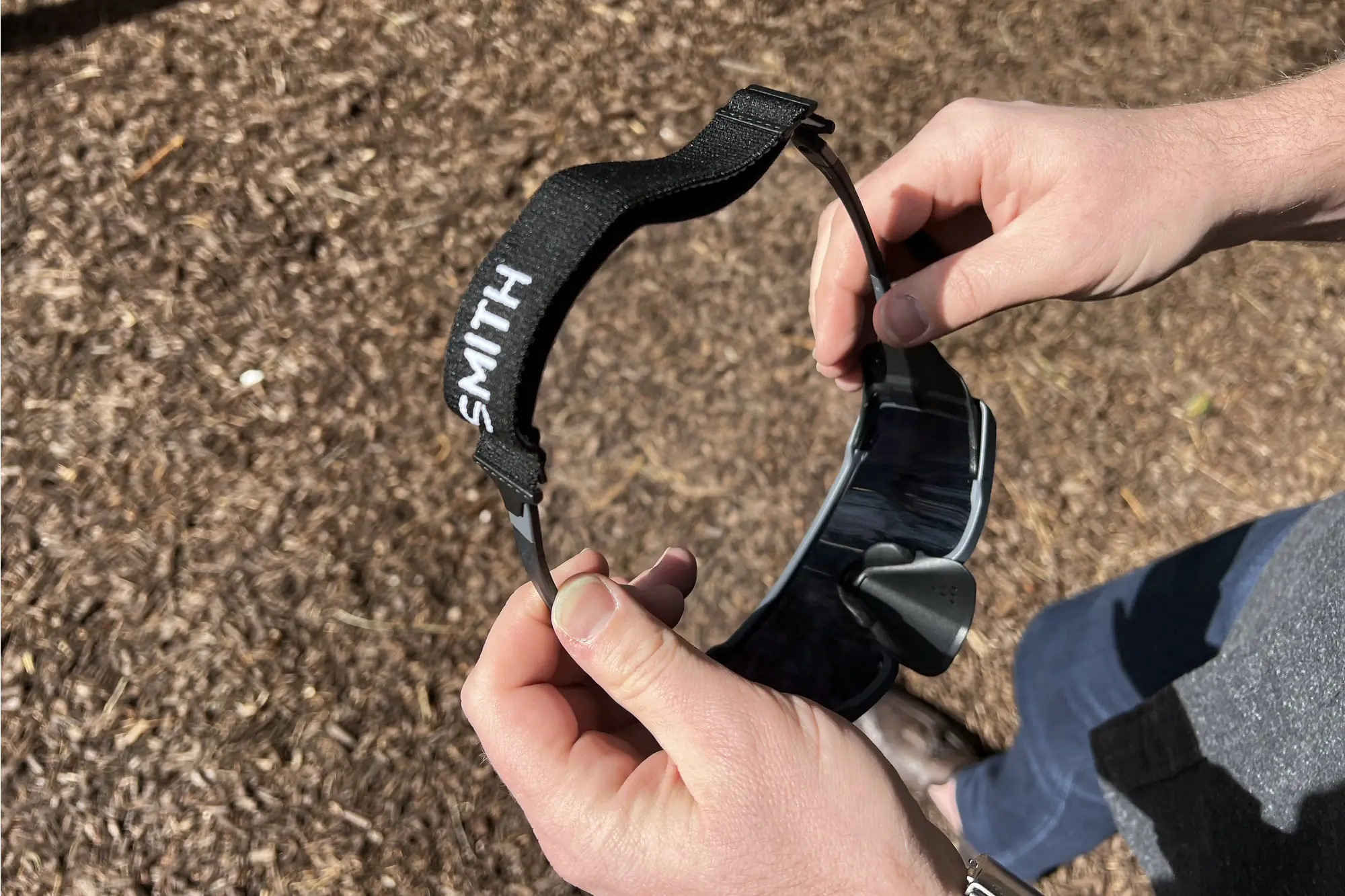 Pursuit sunglasses with a goggle strap