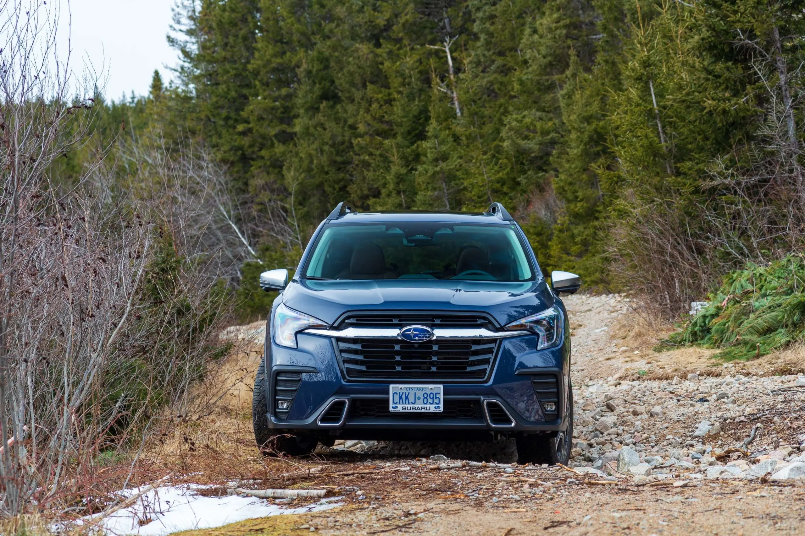 2023 Subaru Ascent Review front view off-road trail
