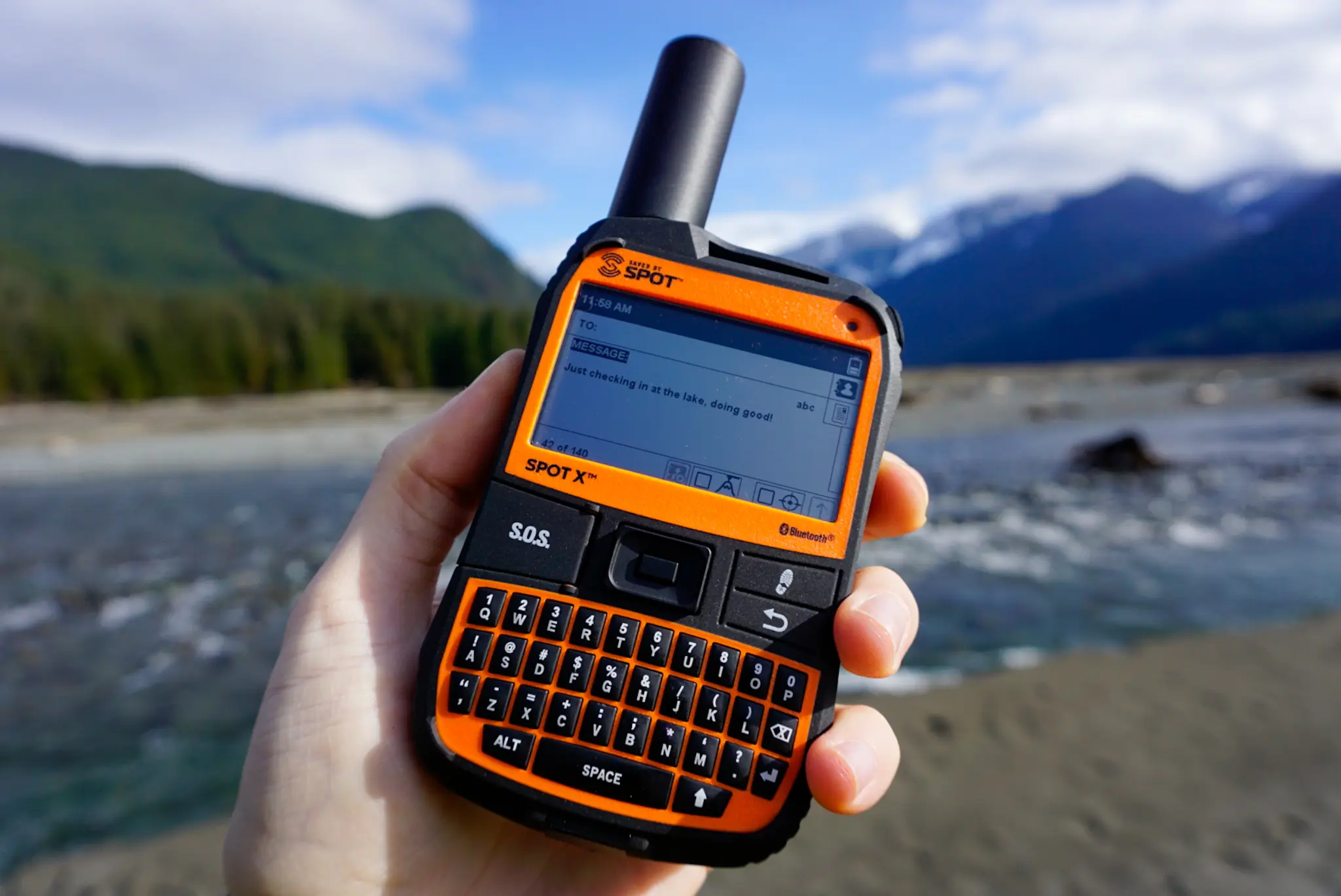 SPOT X Sending Message Beside Lake