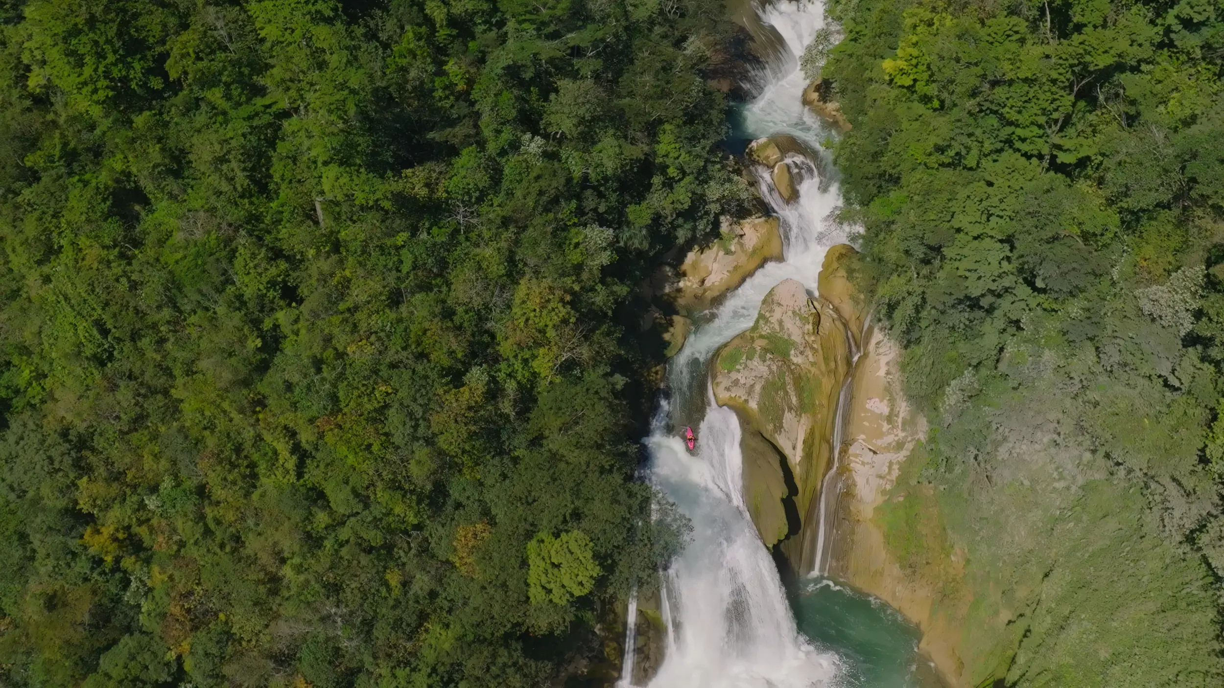 Dane Jackson kayaks off Angel Wing Falls in the Santo Domingo Gorge