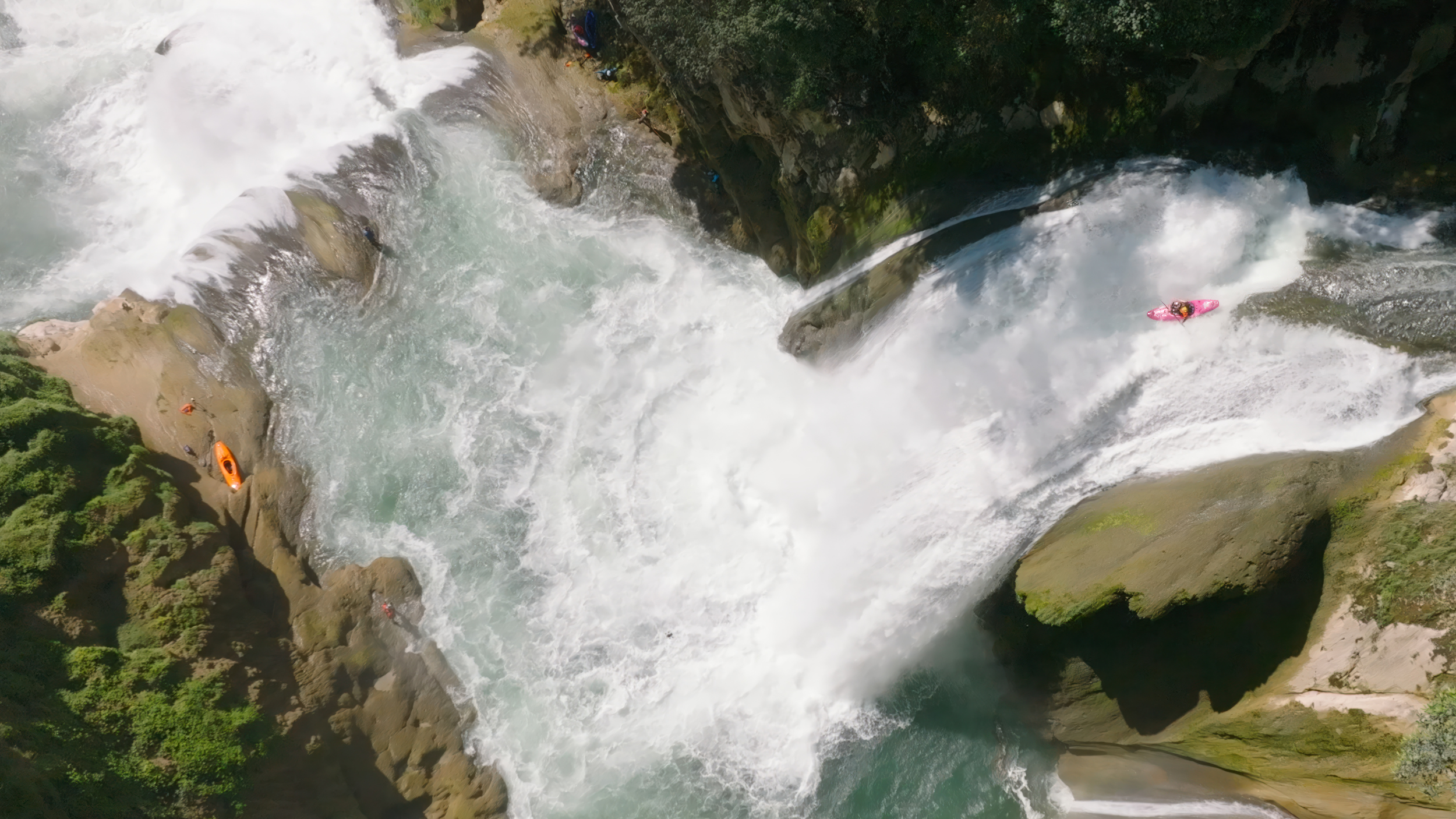 Dane Jackson kayaks off Angel Wing Falls in the Santo Domingo Gorge