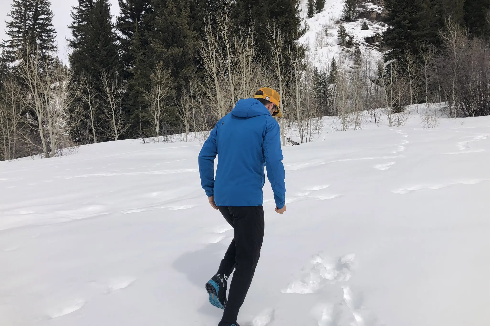 Black Diamond Hybrid Collection Dawn Patrol layering system in use; (photo/Bergen Tjossem)