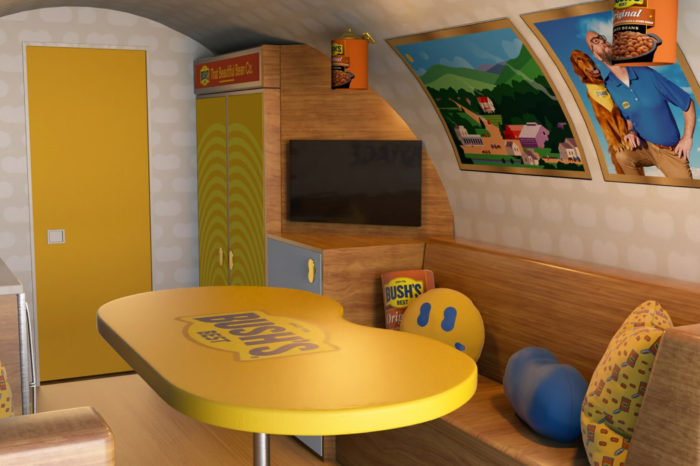The living room of the Bush's Beans Canper. Very bean-themed. 