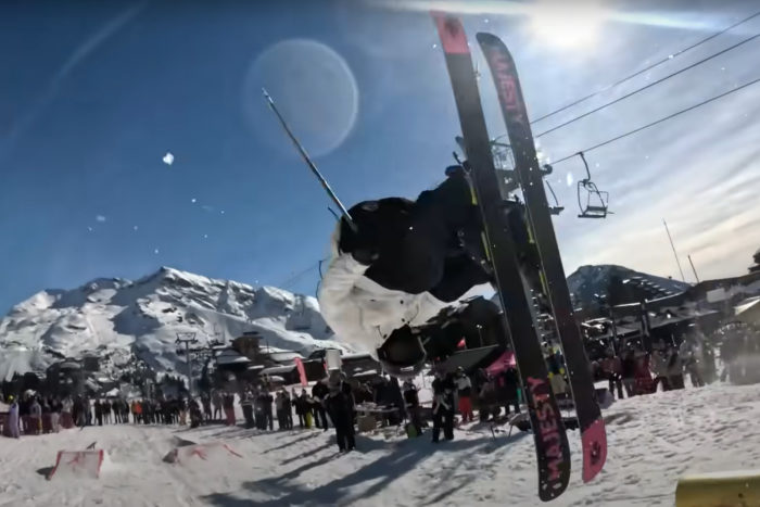 attempting a double front flip