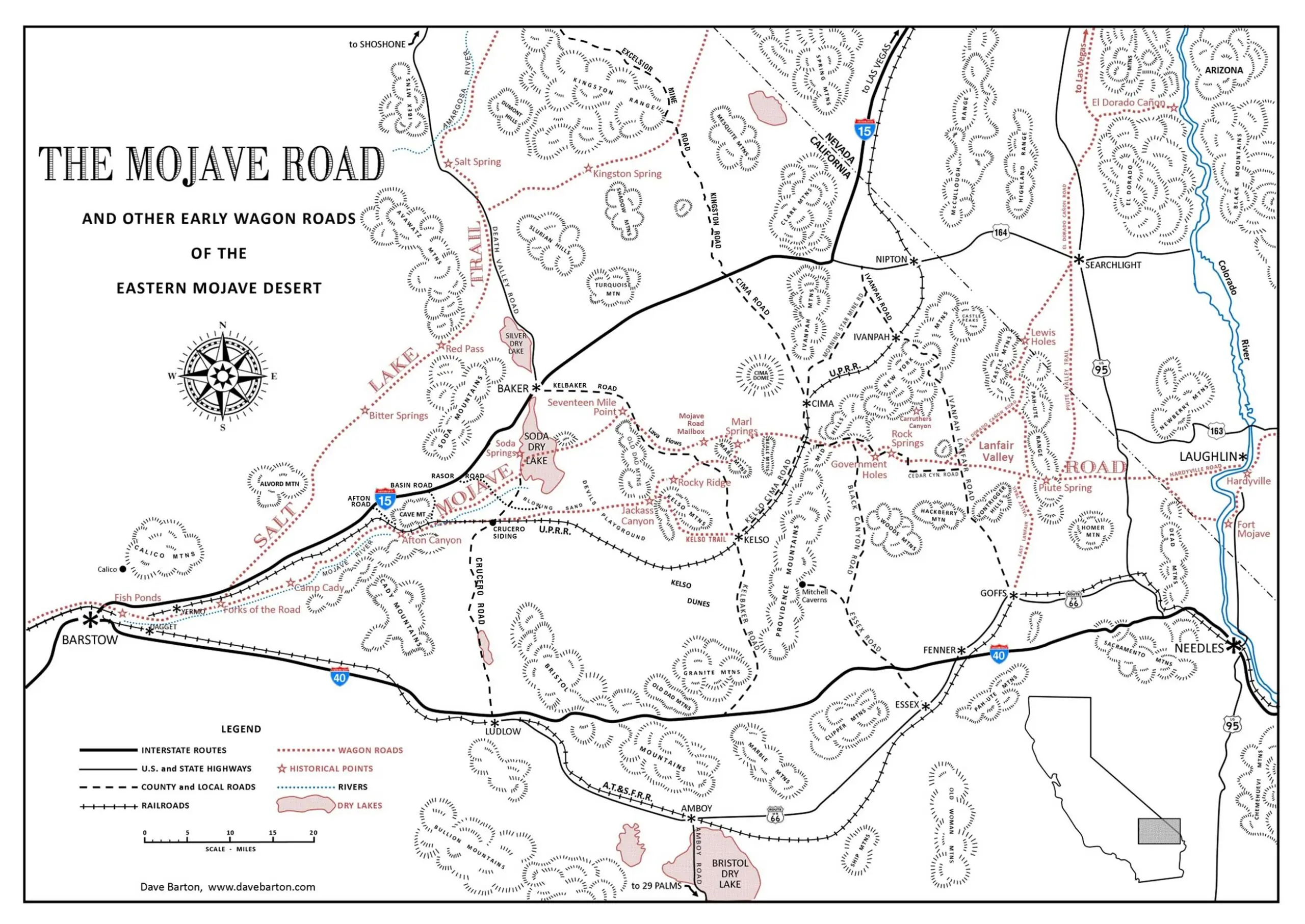 The Mojave Road map (credit: Dave Barton)