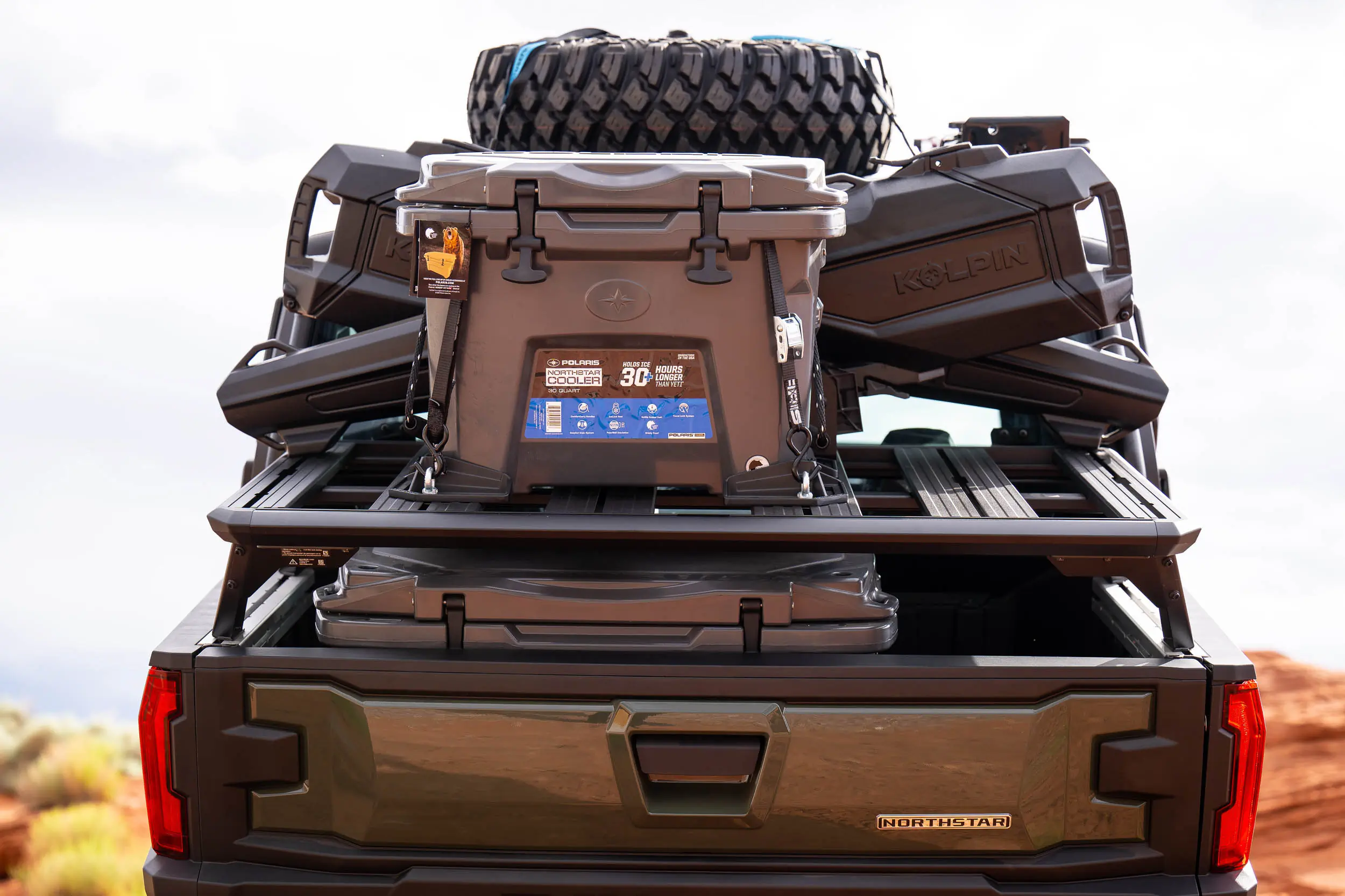Gear loaded and secured to Rhino-Rack system