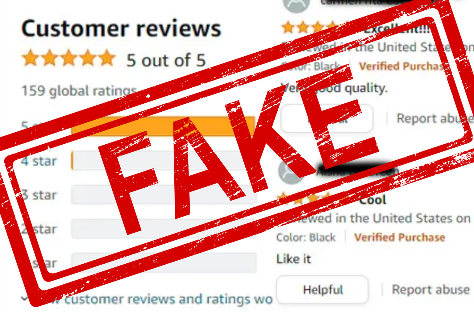 Illustration of fake consumer reviews