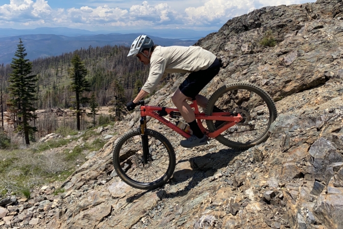 Riding in the Fox Union BOA shoes while testing
